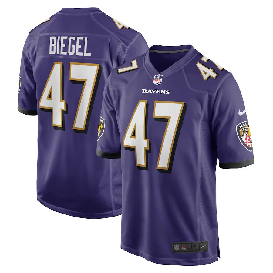 Men Baltimore Ravens 47 Vince Biegel Nike Purple Player Game NFL Jersey